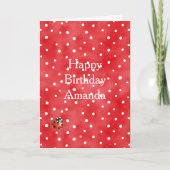 Ladybug Red White Dots Birthday カード (正面)