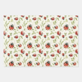 Ladybug Red White Dots Birthday ラッピングペーパーシート (正面2)
