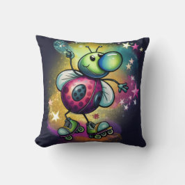 Ladybug Roller Disco Throw Pillow クッション