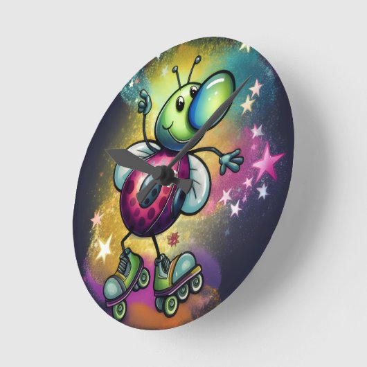 Ladybug Roller Disco Wall Clock ラウンド壁時計 (傾斜)