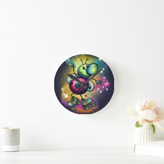 Ladybug Roller Disco Wall Clock ラウンド壁時計 (ホーム)