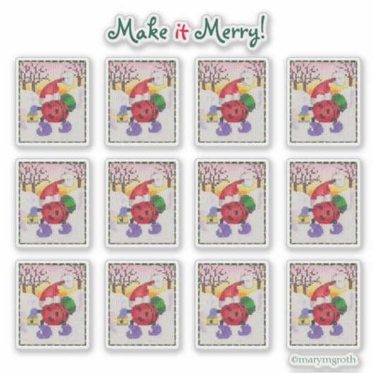 Ladybug Santa Stickers シール (正面)