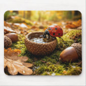 Ladybug Sipping Water from an Acorn Cap マウスパッド (正面)