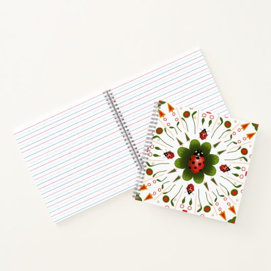 Ladybug Spiral Notebook 8.5インチX 8'5" ノートブック (内部)