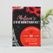Ladybug Superhero Birthday Invitation カード (スタンド正面)