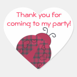 Ladybug Thank You Heart Shapes Ladybug Stickers ハートシール