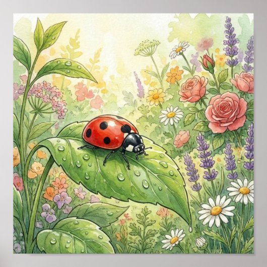 Ladybug Tiny Insects Nursery ポスター (正面)