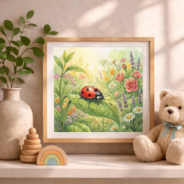 Ladybug Tiny Insects Nursery ポスター