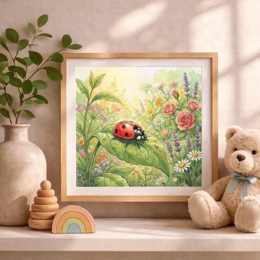 Ladybug Tiny Insects Nursery ポスター