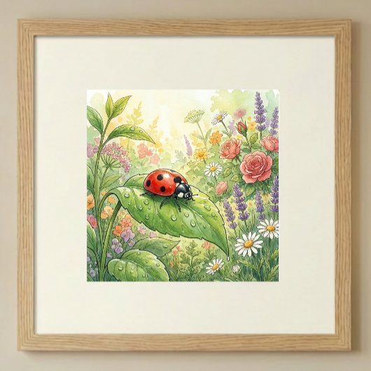 Ladybug Tiny Insects Nursery ポスター