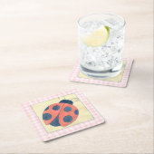 Ladybug Trio花に着陸 スクエアペーパーコースター (インサイチュ)