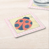Ladybug Trio花に着陸 スクエアペーパーコースター (アングル)