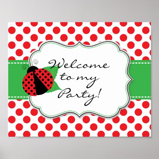 Ladybug Welcome Door Sign ポスター (正面)