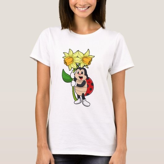 Ladybug with Flower Daffodil Tシャツ (正面)