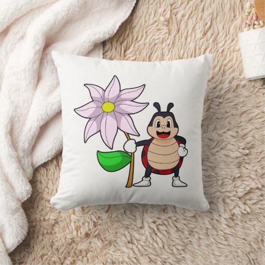 Ladybug with Flower.PNG クッション (ブランケット)