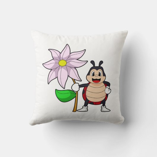 Ladybug with Flower.PNG クッション (裏面)