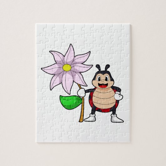 Ladybug with Flower.PNG ジグソーパズル (縦)