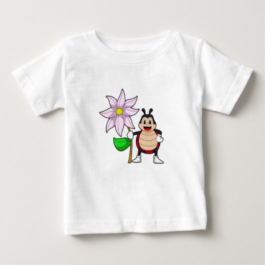 Ladybug with Flower.PNG ベビーTシャツ (正面)