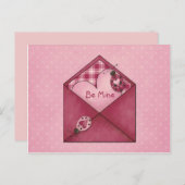 Ladybugsお洒落ハートオンエンベロープバレンタイン シーズンポストカード (正面/裏面)