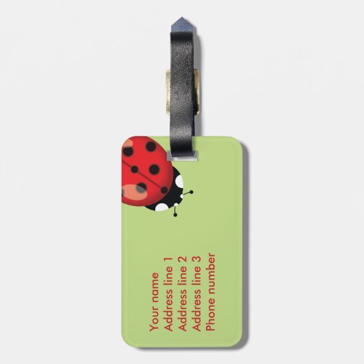 Ladybugsとカスタム連絡情報 ラゲッジタグ (裏面縦)