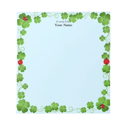 LadybugsとFour_Leaf Cloversのシンプル ノートパッド (正面)