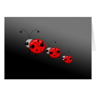 Ladybugsの図解入りの、写真付きのグリーティングカード3枚