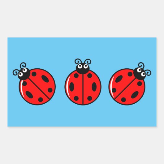 Ladybugsの3つ – Rectangleスタンプ 長方形シール (正面)