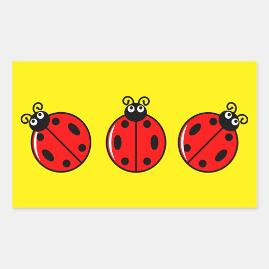 Ladybugsの3つ – Rectangleスタンプ 長方形シール (正面)