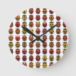 Ladybugsカラフルパターン ラウンド壁時計