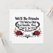 Ladybugsフレンズ友情誕生日おもしろい高齢化 カード (正面/裏面インサイチュ)