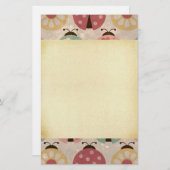 Ladybugsヴィンテージガーリーフローラおもしろいカラフル 便箋 (正面/裏面)