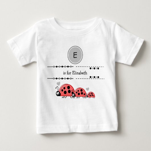 Ladybugs黒と灰色の名前を追加 ベビーTシャツ (正面)