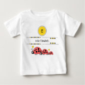 Ladybugs黒と黄色の名前を追加 ベビーTシャツ (正面)