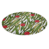 Ladybugs:デイジー背景水色パターン。 カッティングボード (角)