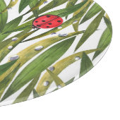 Ladybugs:デイジー背景水色パターン。 カッティングボード (角)