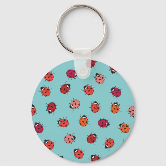 Ladybugs、青い背景、シームレス魅力的なパターン キーホルダー (正面)
