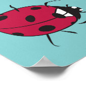 Ladybugs、青い背景、シームレス魅力的なパターン ポスター (角)