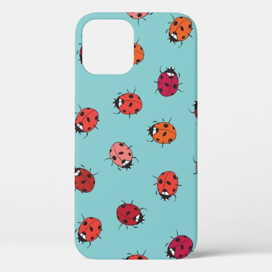 Ladybugs、青い背景、シームレス魅力的なパターン Case-Mate iPhoneケース (裏面)