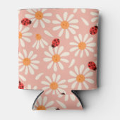 Ladybugs and Daisies Custom Name 缶クーラー (正面)