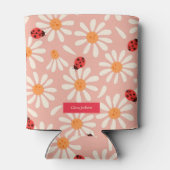 Ladybugs and Daisies Custom Name 缶クーラー (裏面)