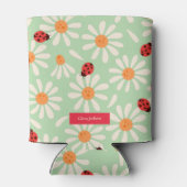 Ladybugs and Daisies Custom Name 缶クーラー (裏面)
