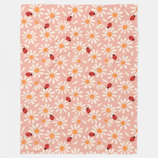 Ladybugs and Daisies Fleece Blanket フリースブランケット (正面)