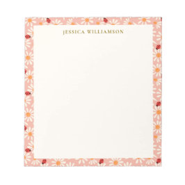 Ladybugs and Daisies Personalized Name ノートパッド