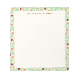 Ladybugs and Daisies Personalized Name ノートパッド