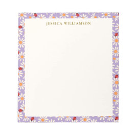 Ladybugs and Daisies Personalized Name ノートパッド