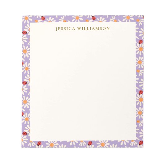 Ladybugs and Daisies Personalized Name ノートパッド (正面)