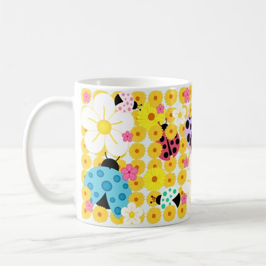 Ladybugs and Flowers コーヒーマグカップ (左)