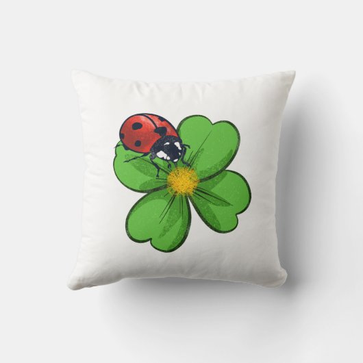 Ladybugs and Green Leaves Nature Illustration Past クッション (裏面)