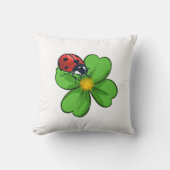 Ladybugs and Green Leaves Nature Illustration Past クッション (正面)