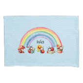 Ladybugs and Rainbow Blue Dot Kids Pillowcase 枕カバー (正面)